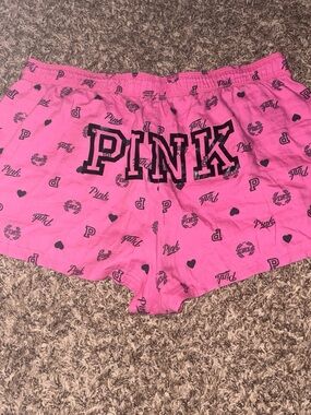 PINK Victoria's Secret Hot Pink Logo Cotton Lounge Shorts